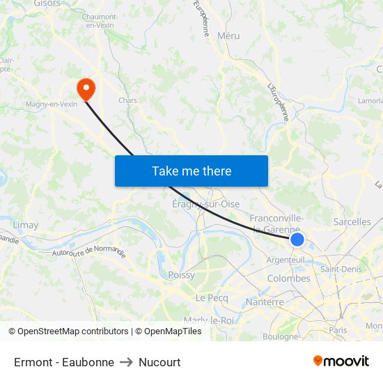 Ermont - Eaubonne to Nucourt map