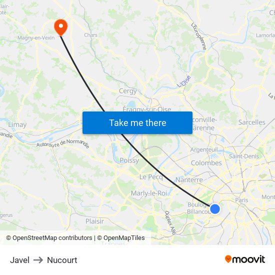Javel to Nucourt map