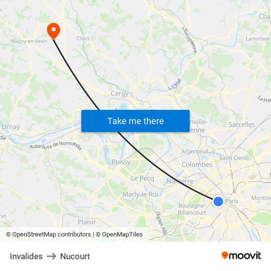 Invalides to Nucourt map
