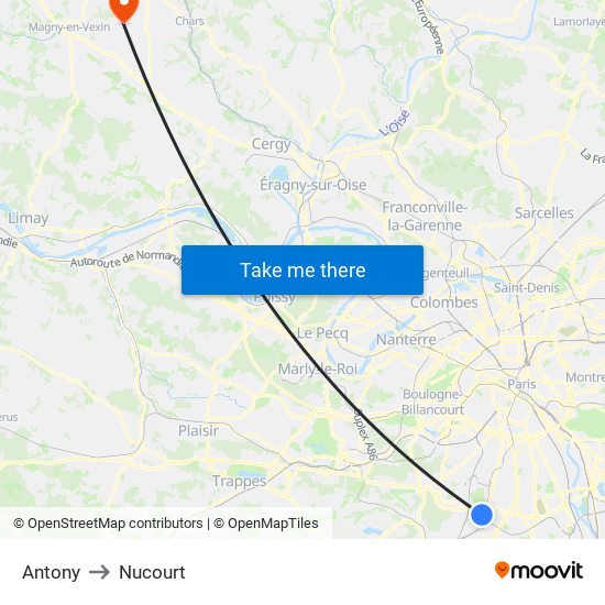 Antony to Nucourt map