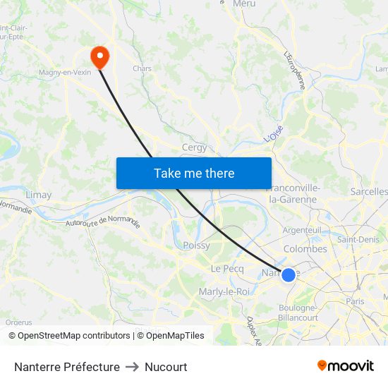 Nanterre Préfecture to Nucourt map