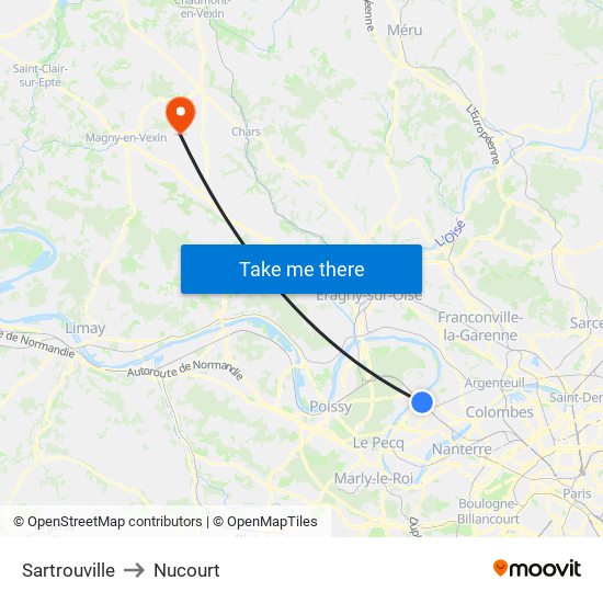 Sartrouville to Nucourt map