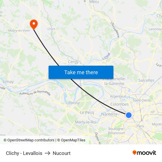Clichy - Levallois to Nucourt map
