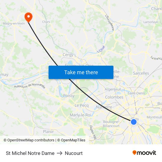 St Michel Notre Dame to Nucourt map