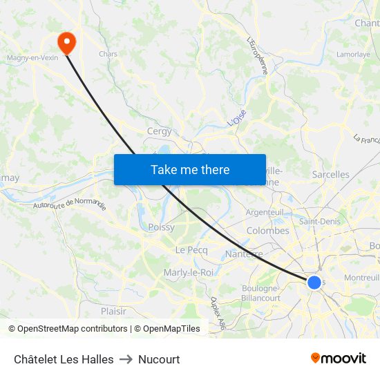 Châtelet Les Halles to Nucourt map