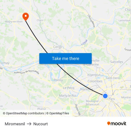 Miromesnil to Nucourt map