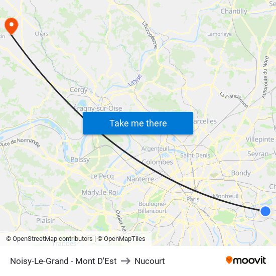 Noisy-Le-Grand - Mont D'Est to Nucourt map