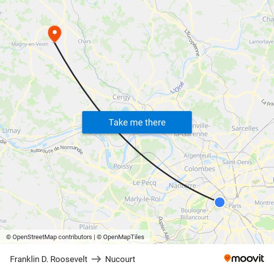 Franklin D. Roosevelt to Nucourt map