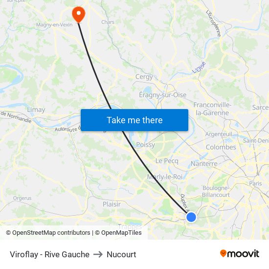 Viroflay - Rive Gauche to Nucourt map