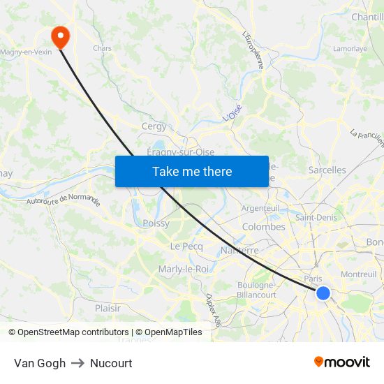 Van Gogh to Nucourt map