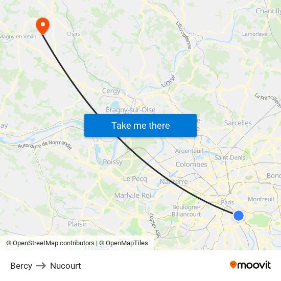 Bercy to Nucourt map