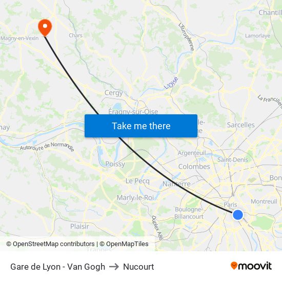 Gare de Lyon - Van Gogh to Nucourt map