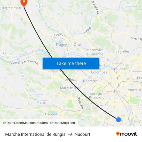 Marché International de Rungis to Nucourt map