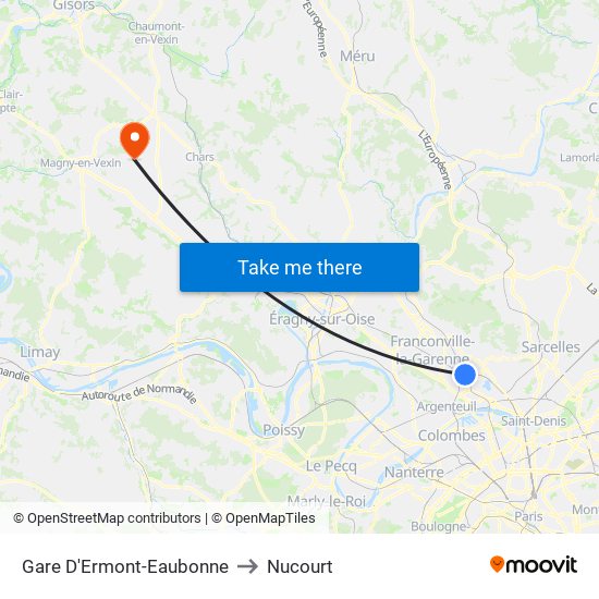 Gare D'Ermont-Eaubonne to Nucourt map