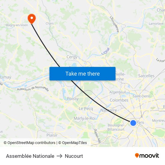 Assemblée Nationale to Nucourt map