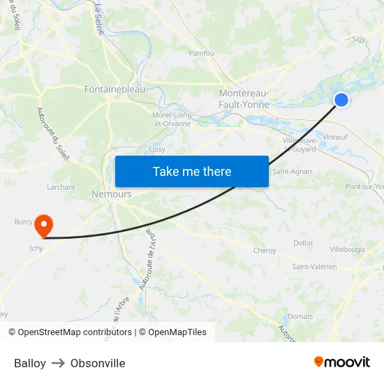 Balloy to Obsonville map