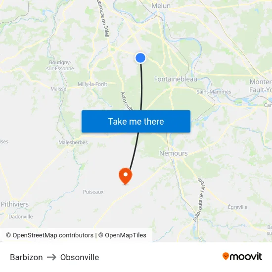 Barbizon to Obsonville map