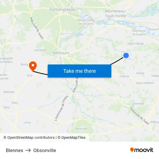 Blennes to Obsonville map
