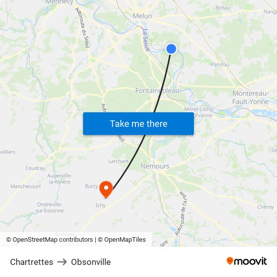 Chartrettes to Obsonville map