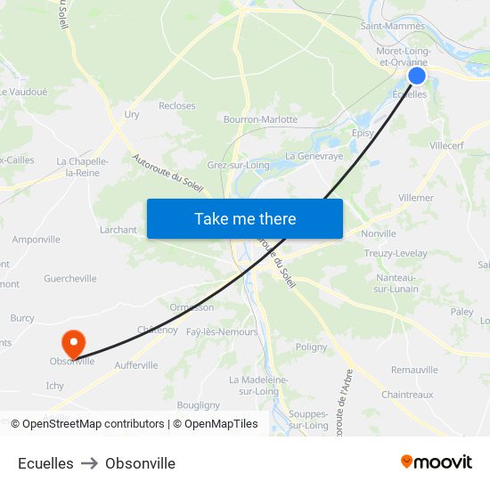 Ecuelles to Obsonville map