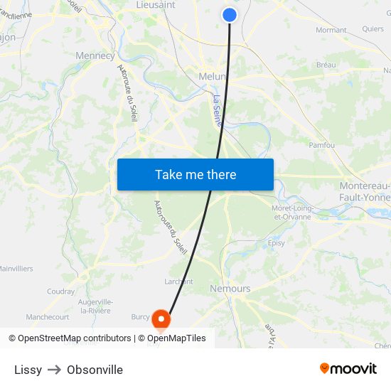 Lissy to Obsonville map