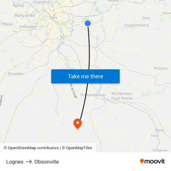 Lognes to Obsonville map