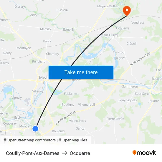 Couilly-Pont-Aux-Dames to Ocquerre map