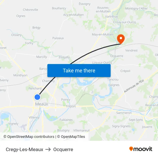 Cregy-Les-Meaux to Ocquerre map