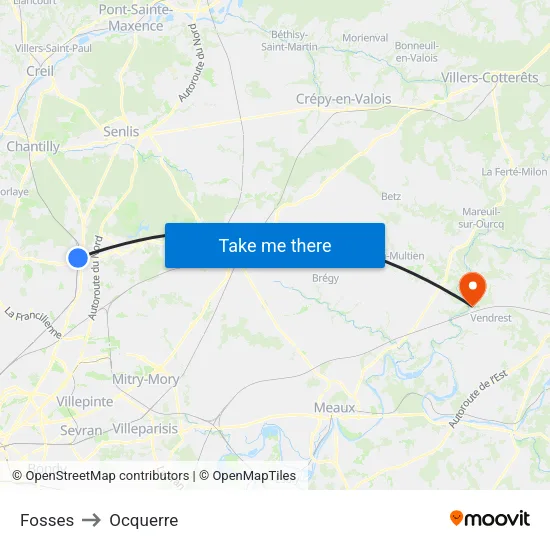 Fosses to Ocquerre map