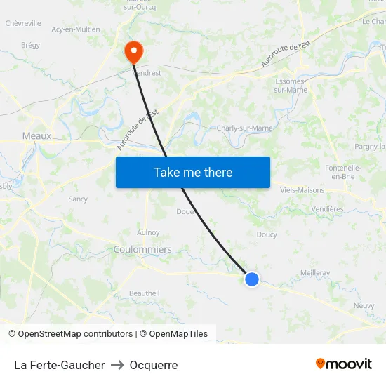 La Ferte-Gaucher to Ocquerre map