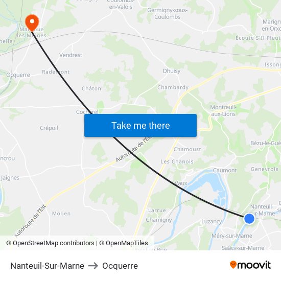 Nanteuil-Sur-Marne to Ocquerre map