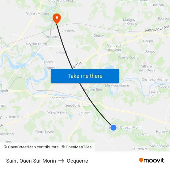 Saint-Ouen-Sur-Morin to Ocquerre map