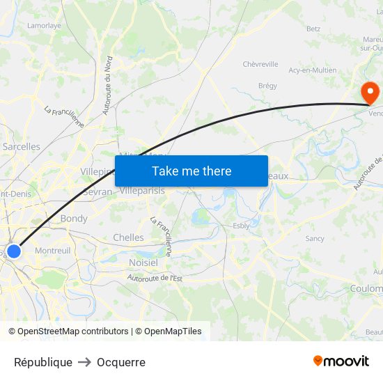 République to Ocquerre map