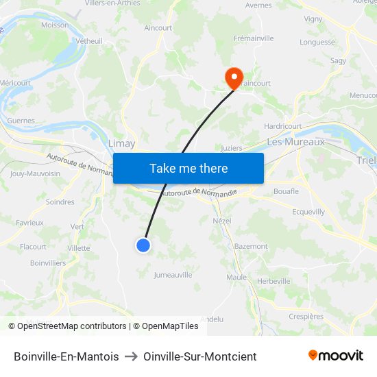 Boinville-En-Mantois to Oinville-Sur-Montcient map