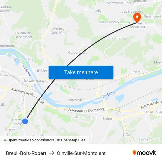 Breuil-Bois-Robert to Oinville-Sur-Montcient map