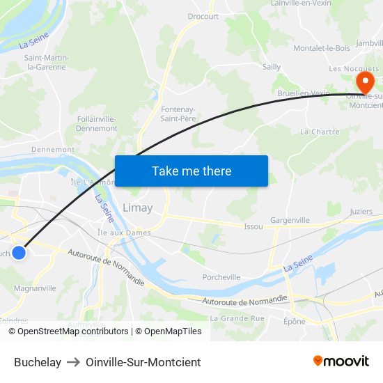 Buchelay to Oinville-Sur-Montcient map