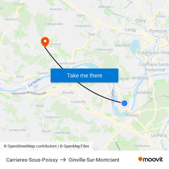 Carrieres-Sous-Poissy to Oinville-Sur-Montcient map