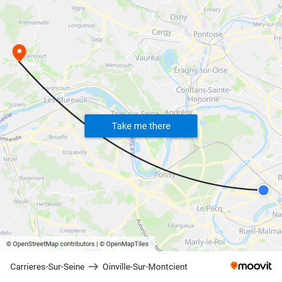 Carrieres-Sur-Seine to Oinville-Sur-Montcient map