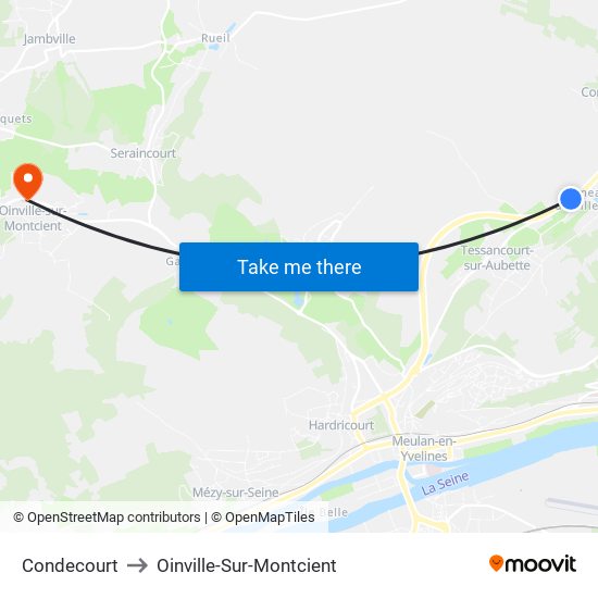 Condecourt to Oinville-Sur-Montcient map