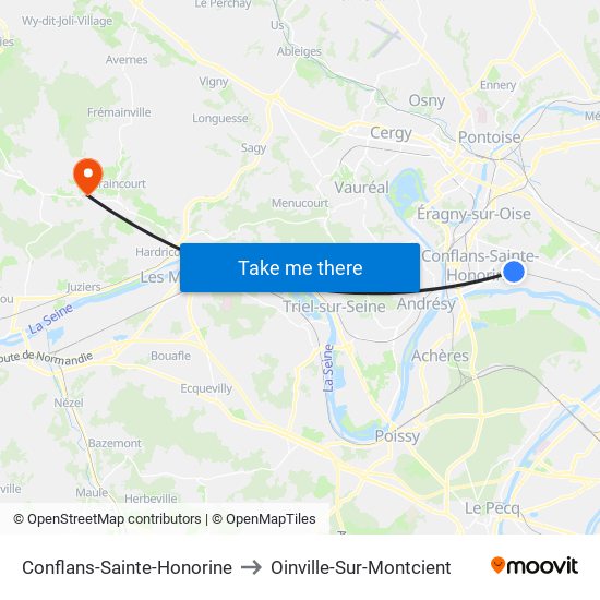 Conflans-Sainte-Honorine to Oinville-Sur-Montcient map