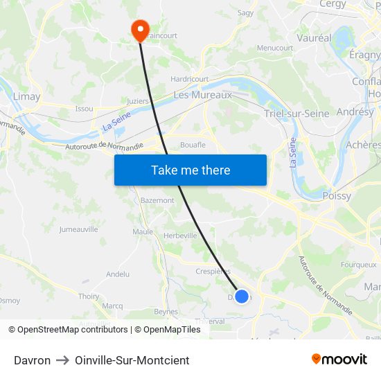 Davron to Oinville-Sur-Montcient map
