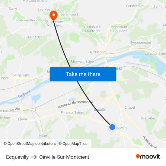 Ecquevilly to Oinville-Sur-Montcient map