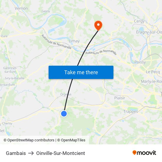 Gambais to Oinville-Sur-Montcient map