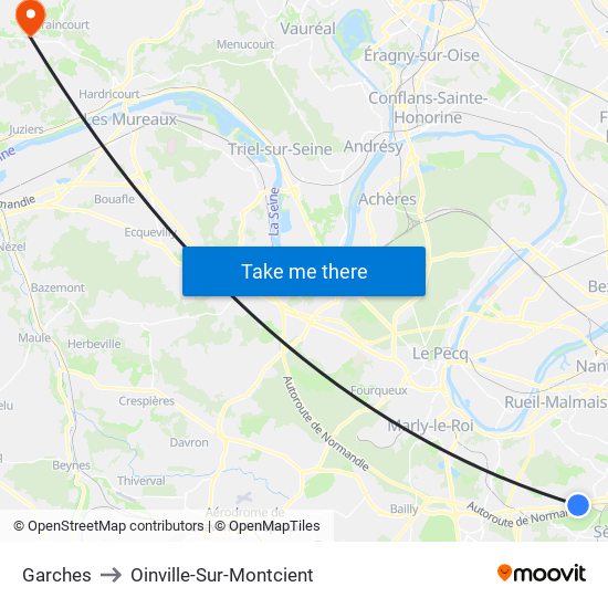 Garches to Oinville-Sur-Montcient map