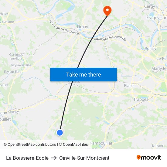 La Boissiere-Ecole to Oinville-Sur-Montcient map