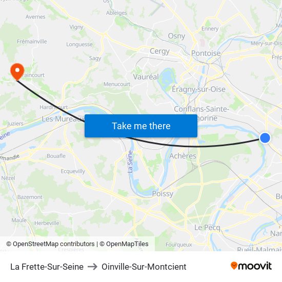 La Frette-Sur-Seine to Oinville-Sur-Montcient map