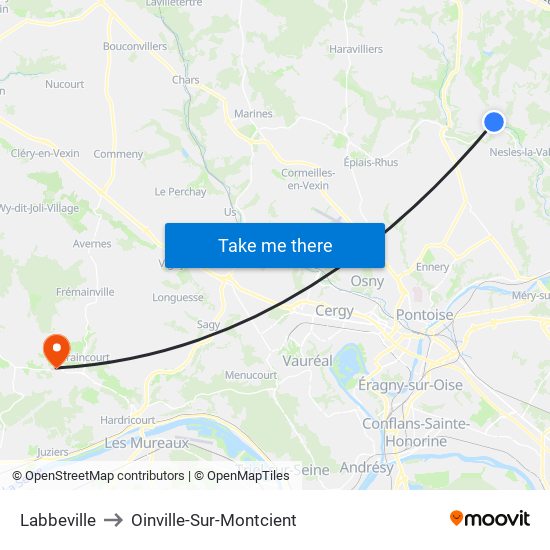 Labbeville to Oinville-Sur-Montcient map