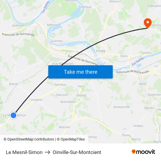 Le Mesnil-Simon to Oinville-Sur-Montcient map