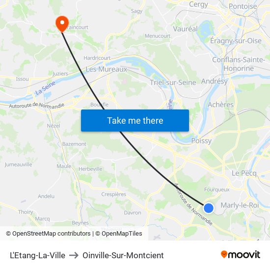 L'Etang-La-Ville to Oinville-Sur-Montcient map