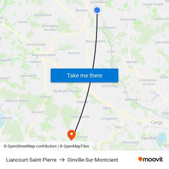 Liancourt-Saint-Pierre to Oinville-Sur-Montcient map